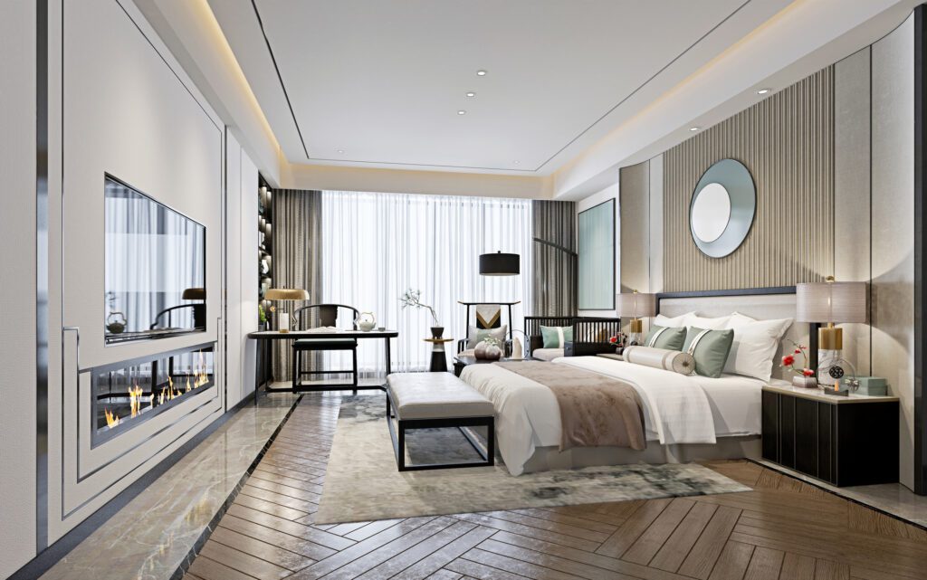 3d render of luxury hotel room